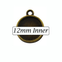 12mm Round Pendants Setting - Antique Bronze with Options