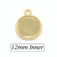 12mm Round Pendants Setting - Bright Gold with Options