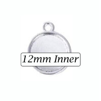 12mm Round Pendants Setting - Shiny Silver with Options