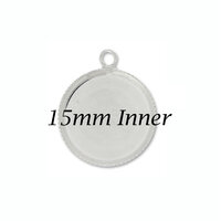 15mm Round Pendants Setting - Antique Silver with Options