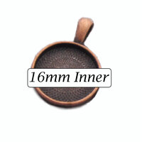 16mm Round Pendants Setting - Antique Copper with Options