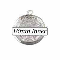 16mm Round Pendants Setting (Loop) - Shiny Silver with Options
