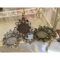 2 or 10 Very Sweet Filigree 16mm Bezel Earring Pendant Settings