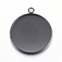 18mm Round Pendants Setting - Black on Stainless Steel  - Non Tarnish