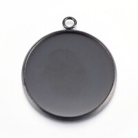 18mm Round Pendants Setting - Black on Stainless Steel 