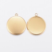 18mm Round Pendants Setting - Gold Stainless Steel Base