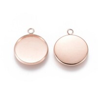 18mm Round Pendants Setting - Rose Gold on Stainless Steel 