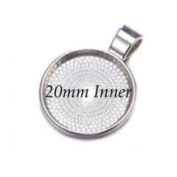 20mm Round Pendants Setting - Antique Silver with Options