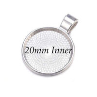 20mm Round Pendants Setting - Shiny Silver with Options