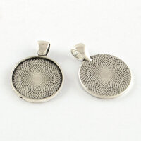 22mm Round Pendants Setting - Antique Silver with Options