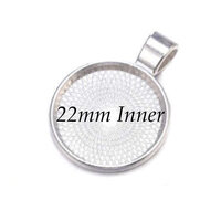22mm Round Pendants Setting - Shiny Silver with Options