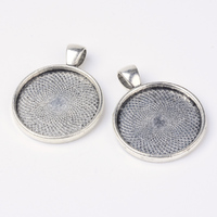 25mm Round Pendants Setting - Antique Silver with Options