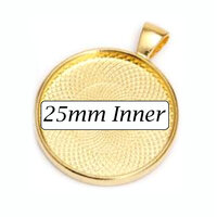 25mm Round Pendants Setting - Bright Gold with Options