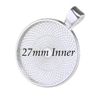 27mm Round Pendants Setting - Shiny Silver with Options