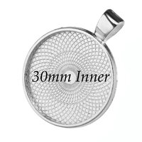 30mm Round Pendants Setting - Antique Silver with Options