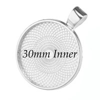30mm Round Pendants Setting - Shiny Silver with Options
