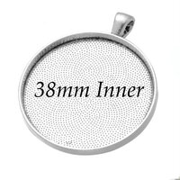 38mm Round Pendants Setting - Antique Silver with Options