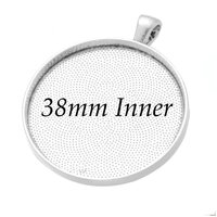 38mm Round Pendants Setting - Shiny Silver with Options