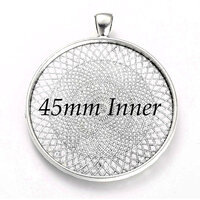 45mm Round Pendants Setting - Antique Silver with Options