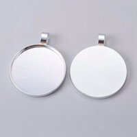 46.5mm Round Pendants Setting - Shiny Silver with Options