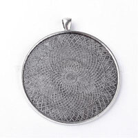 1 X 58mm Bezel Antique Silver Pendants Huge