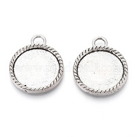 Tibetan Style Antique Silver Pendant Charms with 19mm Bezel