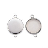12mm Shiny Silver Connector Pendant - Brass Based