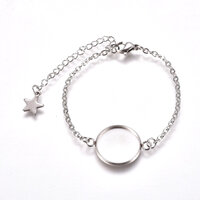 Bracelet with 16mm Bezel Chain Stainless Steel with Extension  