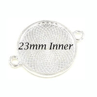 23mm Connector Pendants Setting - Shiny Silver with Options