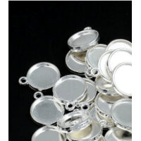 10 x 12mm Shiny Silver Double Sided Pendant