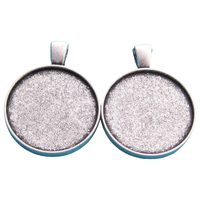 23mm Double Sided Pendants Setting - Antique Silver with Options