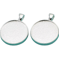 23mm DOUBLE Sided Pendants Setting - Shiny Silver with Options