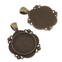 20mm Flower Pendants Setting - Antique Bronze with Options