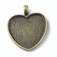 25mm Heart Pendants Setting - Antique Bronze with Options