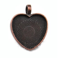 25mm Heart Pendants Setting - Antique Copper with Options