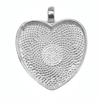 25mm Heart Pendants Setting - Shiny Silver with Options