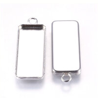 10mm x 25mm Rectangle L/W Stainless Steel Pendants - Optional Bails