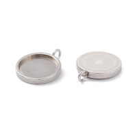 10 x 201 Stainless Steel Pendant 12mm Bezel with Perpendicular Loop - Non Tarnish