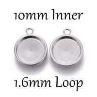 10mm Robust Stainless Steel Bail Pendant (Sml Loop) - Optional Bails - Non Tarnish