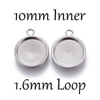 10mm Robust Stainless Steel Bail Pendant (Sml Loop) - Optional Bails