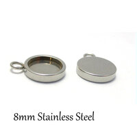 8mm Robust Stainless Steel Bail Pendant - Optional Bails