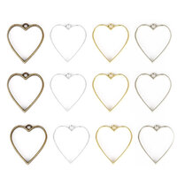 5 x Open Back Bezel Heart Pendants 4 Colour Choices