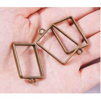 2 x Open Back Bezel 33mm Rectangle Pendants 