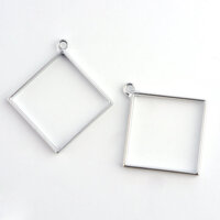 2 x Open Back Bezel 48mm Diamond Pendants -Matte Silver