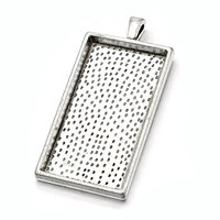25mm x 50mm Rectangle Pendants Setting - Antique Silver with Options