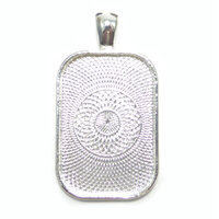 20mm x 30mm Rounded Rectangle Pendants Setting - Shiny Silver with Options