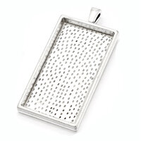 25mm x 50mm Rectangle Pendants Setting - Shiny Silver with Options