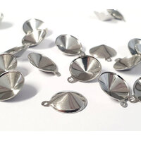 10mm Rivoli Bezel Pendants/Cabochon Cups with Loop