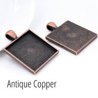 25mm Square Pendants Setting - Antique Copper with Options