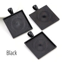 25mm Square Pendants Setting - Black with Options